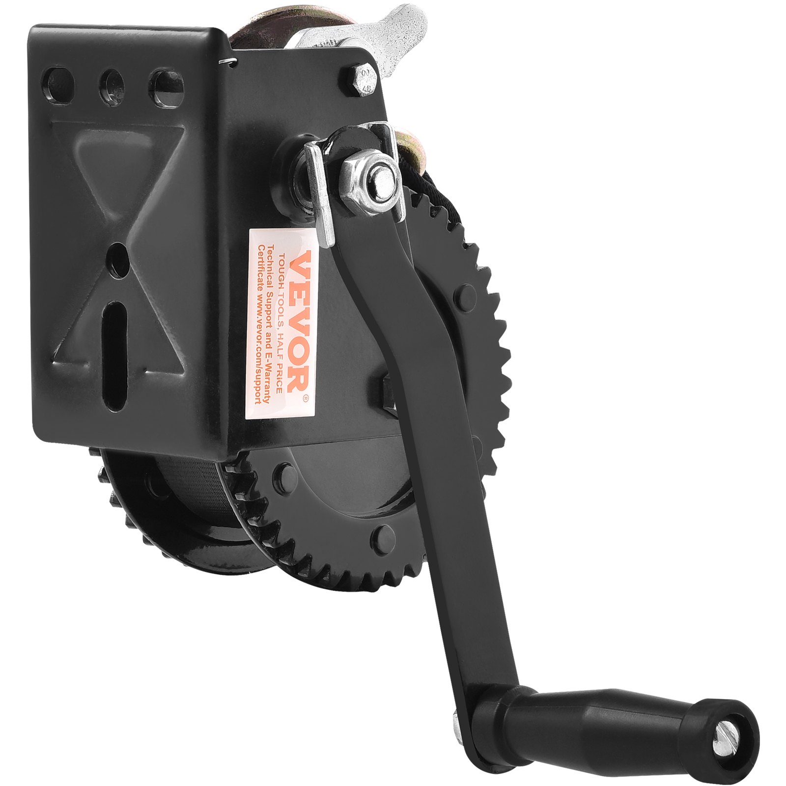 VEVOR Hand Winch, 2000 lbs Pulling Capacity, Boat Trailer Winch Heavy Duty Rope Crank with 23 ft Polyester Strap and Two-Way Ratchet, Manual Operated Hand Crank Winch for Trailer, Boat or ATV Towing