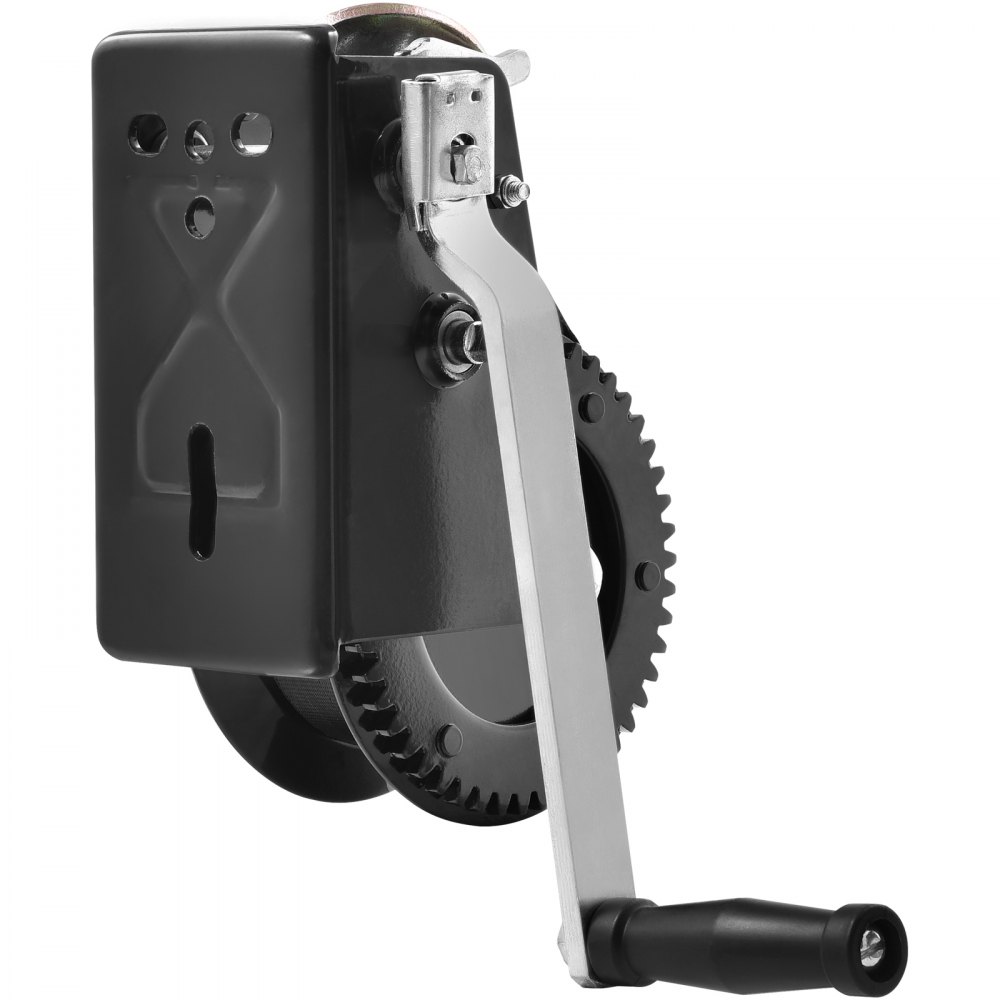 VEVOR Hand Winch, 1587.6 kg Pulling Capacity, Boat Trailer Winch Heavy Duty Rope Crank with 1005.8 cm Polyester Strap and Two-Way Ratchet, Manual Operated Hand Crank Winch for Trailer, Boat or ATV Towing