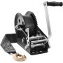 VEVOR Hand Winch, 1587.6 kg Pulling Capacity, Boat Trailer Winch Heavy Duty Rope Crank with 1005.8 cm Polyester Strap and Two-Way Ratchet, Manual Operated Hand Crank Winch for Trailer, Boat or ATV Towing