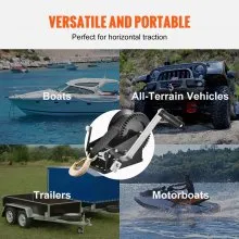 VEVOR Hand Winch, 3500 lbs Pulling Capacity, Boat Trailer Winch Heavy Duty Rope Crank with 33 ft Polyester Strap and Two-Way Ratchet, Manual Operated Hand Crank Winch for Trailer, Boat or ATV Towing