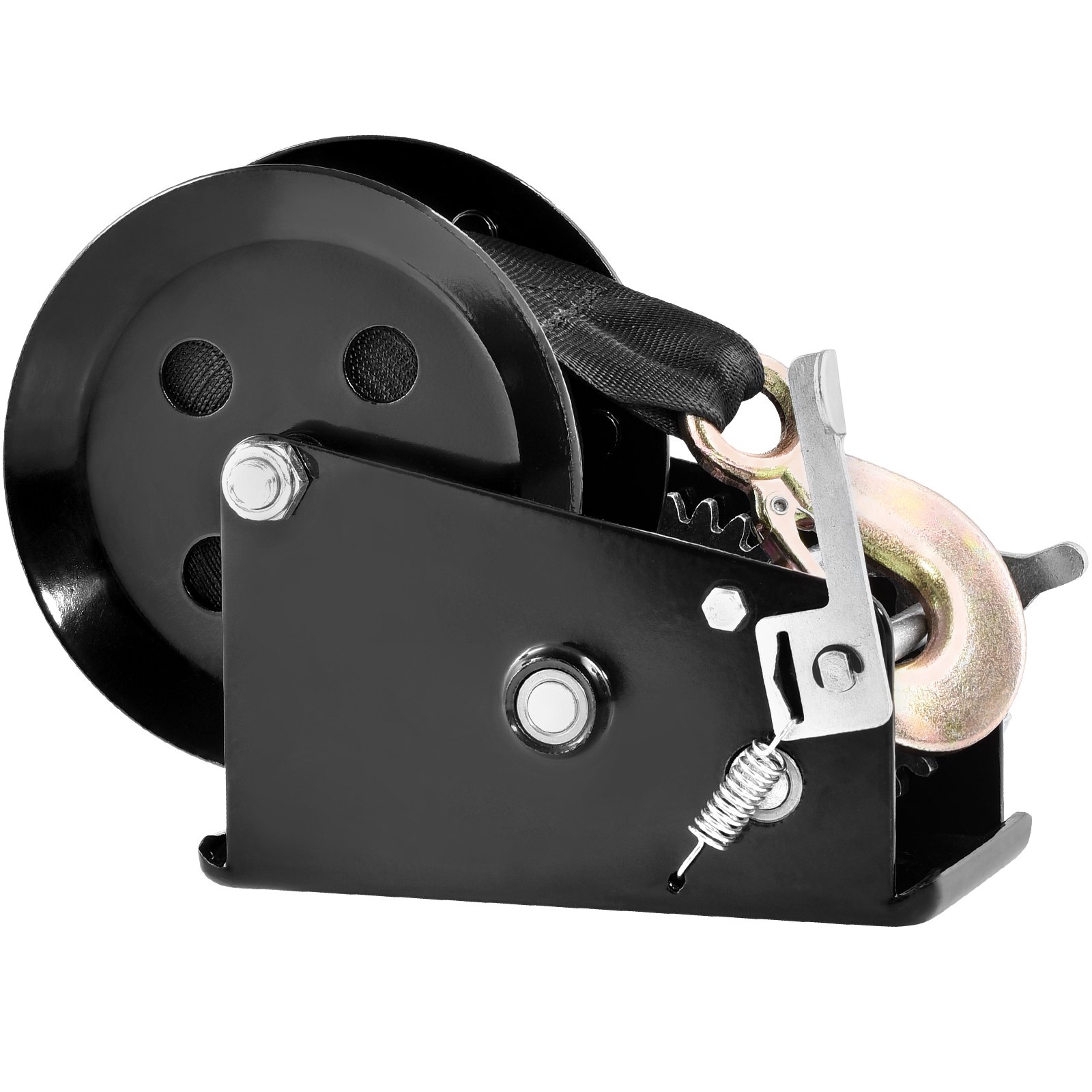 VEVOR Hand Winch, 1587.6 kg Pulling Capacity, Boat Trailer Winch Heavy Duty Rope Crank with 1005.8 cm Polyester Strap and Two-Way Ratchet, Manual Operated Hand Crank Winch for Trailer, Boat or ATV Towing