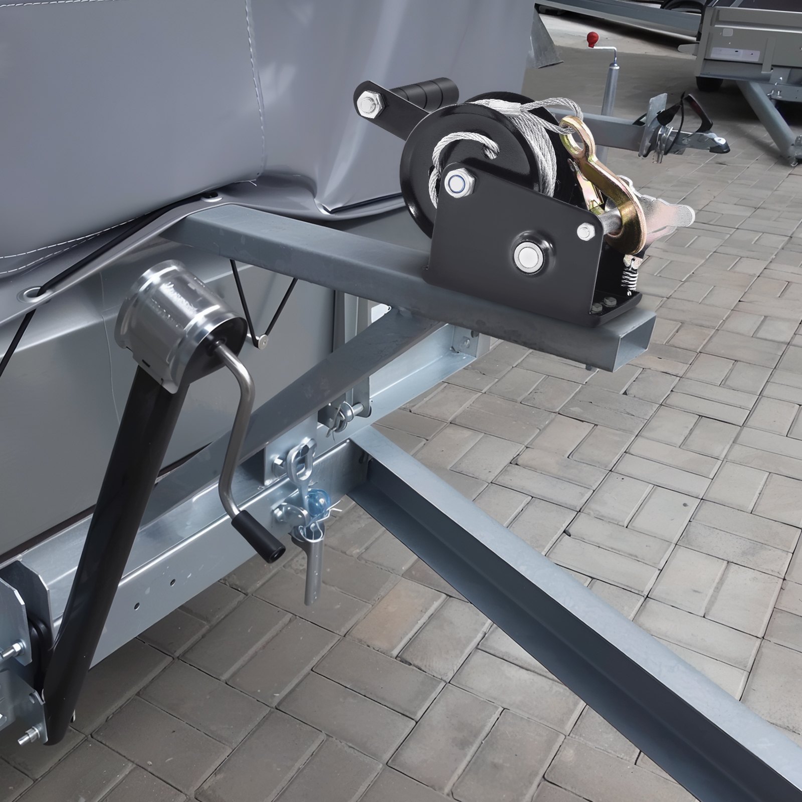 VEVOR Hand Winch, 362.9 kg Pulling Capacity, Boat Trailer Winch Heavy Duty Rope Crank with 1005.8 cm Steel Wire Cable and Two-Way Ratchet, Manual Operated Hand Crank Winch for Trailer, Boat or ATV Towing