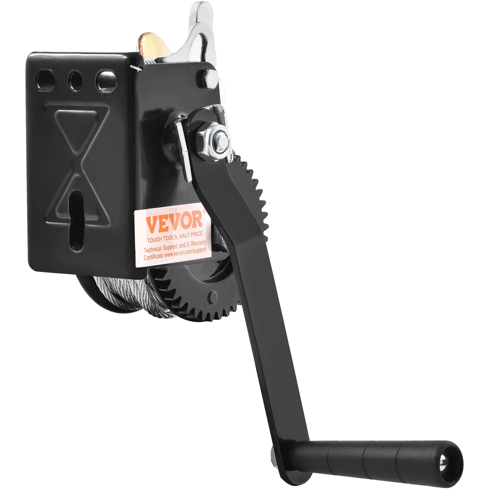 VEVOR Hand Winch, 362.9 kg Pulling Capacity, Boat Trailer Winch Heavy Duty Rope Crank with 1005.8 cm Steel Wire Cable and Two-Way Ratchet, Manual Operated Hand Crank Winch for Trailer, Boat or ATV Towing