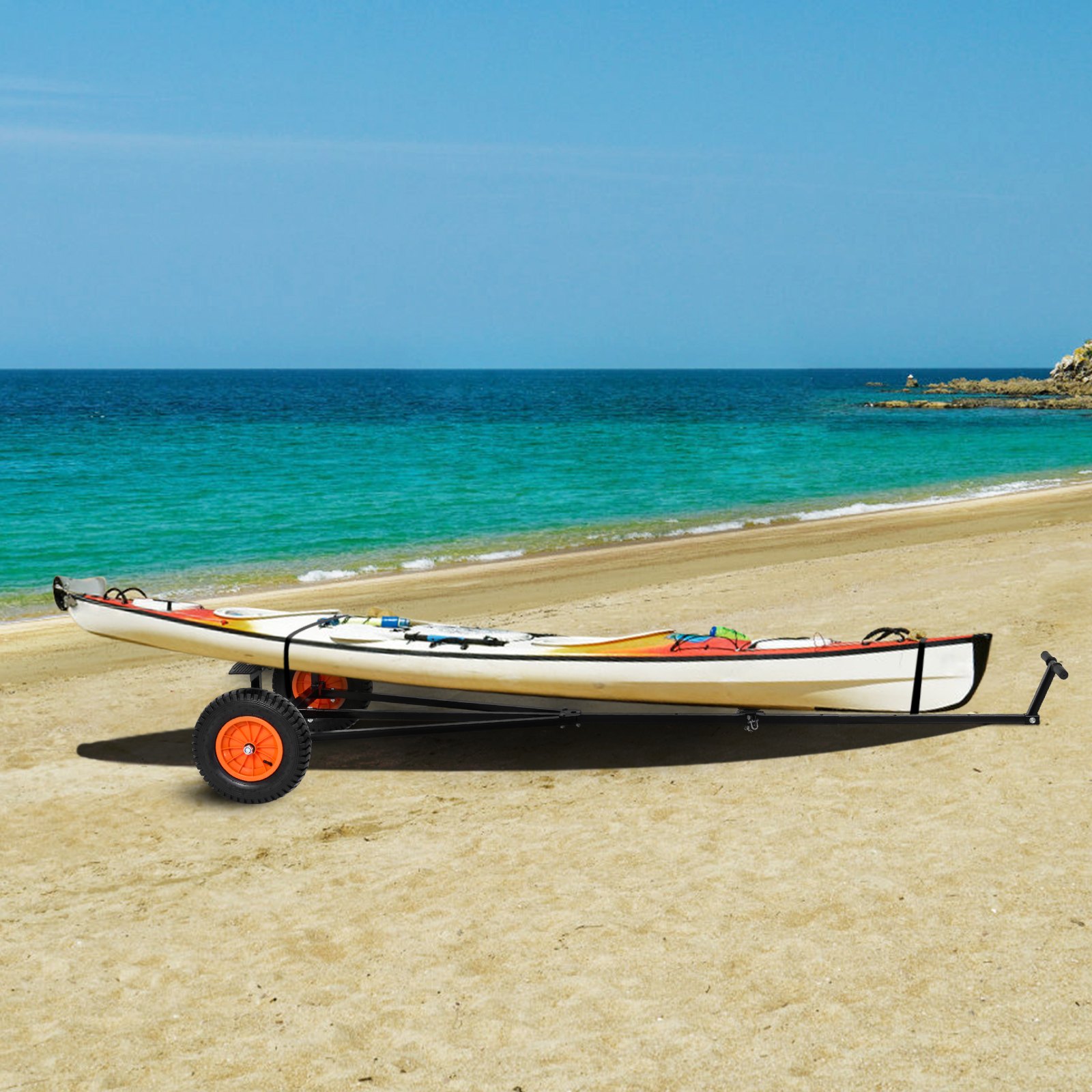 VEVOR Boat Trailer Dolly, 420lbs Load Capacity, Carbon Steel Trailer Mover with Adjustable Length, 15.7 in Pneumatic Tires and Nonslip Support Bracket, for Moving Kayak Motorboat Fishing Boat