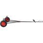 VEVOR boat trailer dolly with red wheels, black frame, and handle on white background.