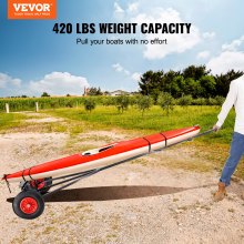 VEVOR Boat Trailer Dolly, 420 lbs:n kantavuus, hiiliteräksinen perävaunun siirtokone, säädettävä pituus 96''-116'', 16'' pneumaattiset renkaat ja luistamaton tukikiinnike, kajakkimoottorivenekalastusveneen siirtämiseen