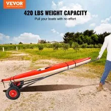 VEVOR Boat Trailer Dolly, 420lbs Load Capacity, Carbon Steel Trailer Mover with 96''-116'' Adjustable Length, 16'' Pneumatic Tires & Nonslip Support Bracket, for Moving Kayak Motorboat Fishing Boat