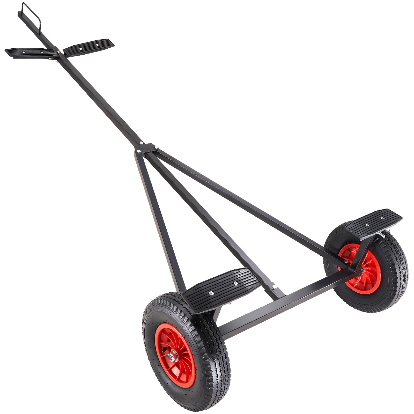 VEVOR boat trailer dolly with red wheels and black frame, designed for easy boat transport.