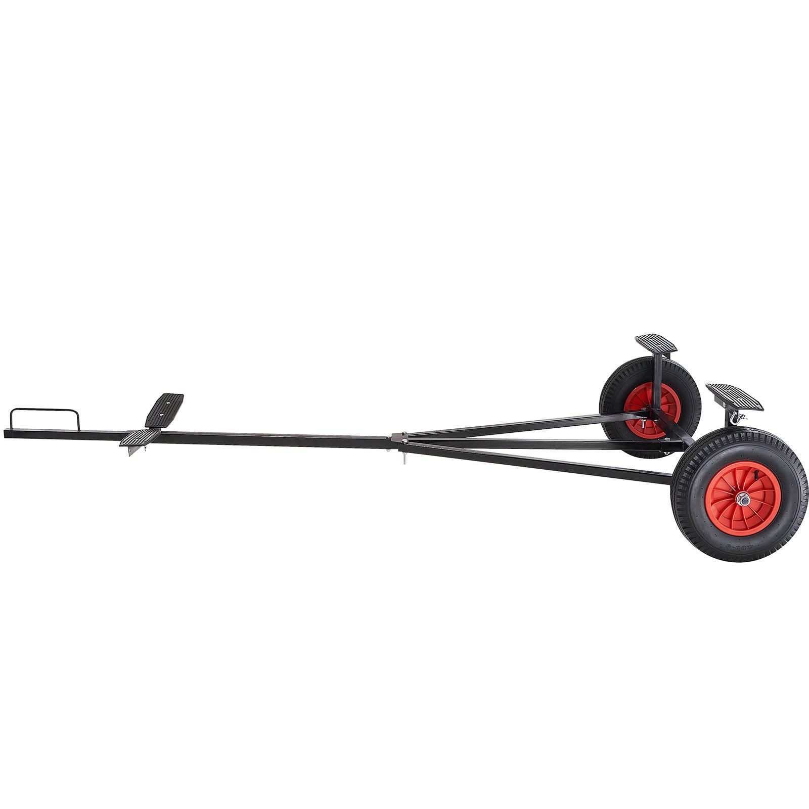 VEVOR boat trailer dolly with red wheels and black steel frame for easy boat transport.
