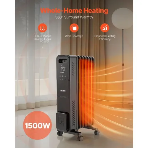 VEVOR Electric Oil Filled Radiator, 1500W Radiant Space Heater