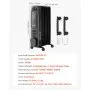 VEVOR Electric Oil Filled Radiator, 1500W Radiant Space Heater with LED Screen, Over-Heat Protections,24h Timer, Portable Handle Casters, Thermostat,Remote Control for Indoor Use,Black