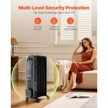 Electric Oil Filled Radiator 1500W Radiant Heater LED Screen Thermostat