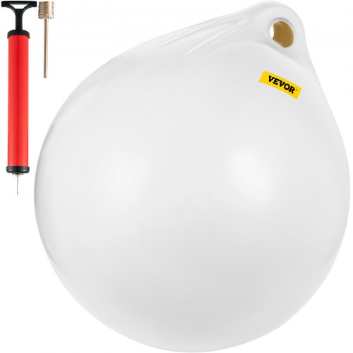 VEVOR Boat Buoy Ball, 21" Diameter Inflatable Heavy-Duty Marine-Grade Vinyl Marker Buoy, Round Boat Mooring Buoy, Anchoring, Rafting, Marking, Fishing, White