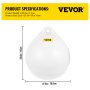 VEVOR Boat Buoy Ball, 27\" Diameter Inflatable Heavy-Duty Marine-Grade Vinyl Marker Buoy, Round Boat Mooring Buoy, Anchoring, Rafting, Marking, Fishing, White