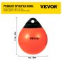 VEVOR Boat Fender Buoy Ball Round 15" Anchoring Rafting Marking Mooring Orange