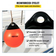 VEVOR Boat Buoy Balls, 15\" Diameter Inflatable Heavy-Duty Marine-Grade PVC Marker Buoys, Round Boat Mooring Buoys, Anchoring, Rafting, Marking, Fishing, Orange