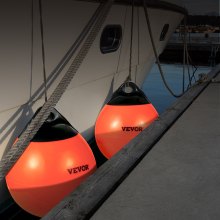 VEVOR Bouée de bateau en vinyle de qualité marine, bouées gonflables robustes de 38,1 cm de diamètre, bouées d'amarrage rondes pour bateau, ancrage, rafting, marquage, pêche, orange