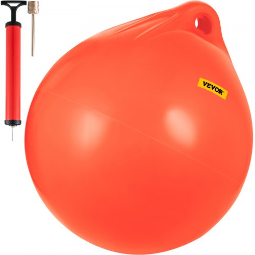VEVOR Boat Buoy Ball, 27" Diameter Inflatable Heavy-Duty Marine-Grade Vinyl Marker Buoy, Round Boat Mooring Buoy, Anchoring, Rafting, Marking, Fishing, Orange