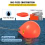 VEVOR Boat Buoy Ball, 27" Diameter Inflatable Heavy-Duty Marine-Grade Vinyl Marker Buoy, Round Boat Mooring Buoy, Anchoring, Rafting, Marking, Fishing, Orange