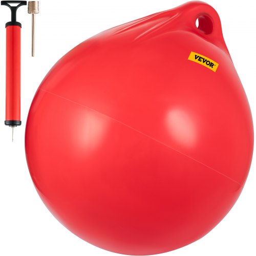 VEVOR Boat Buoy Ball, 21" Diameter Inflatable Heavy-Duty Marine-Grade Vinyl Marker Buoy, Round Boat Mooring Buoy, Anchoring, Rafting, Marking, Fishing, Red