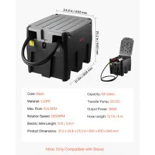 Portable Diesel Tank 58 Gal Diesel Fuel Tank with 12V Transfer Pump 10 GPM Black