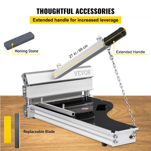 Cortador De Pisos Laminados VEVOR - Longitud De Corte 9 Pulgadas, ángulo Ajustable 0°-45°, Mango De 69 Cm, Incluye Hoja Extra Y Piedra De Afilar