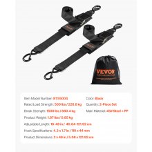 VEVOR Retractable Ratchet Straps Tie Down Straps 2 in x 4 ft for Boat (2 Pack)