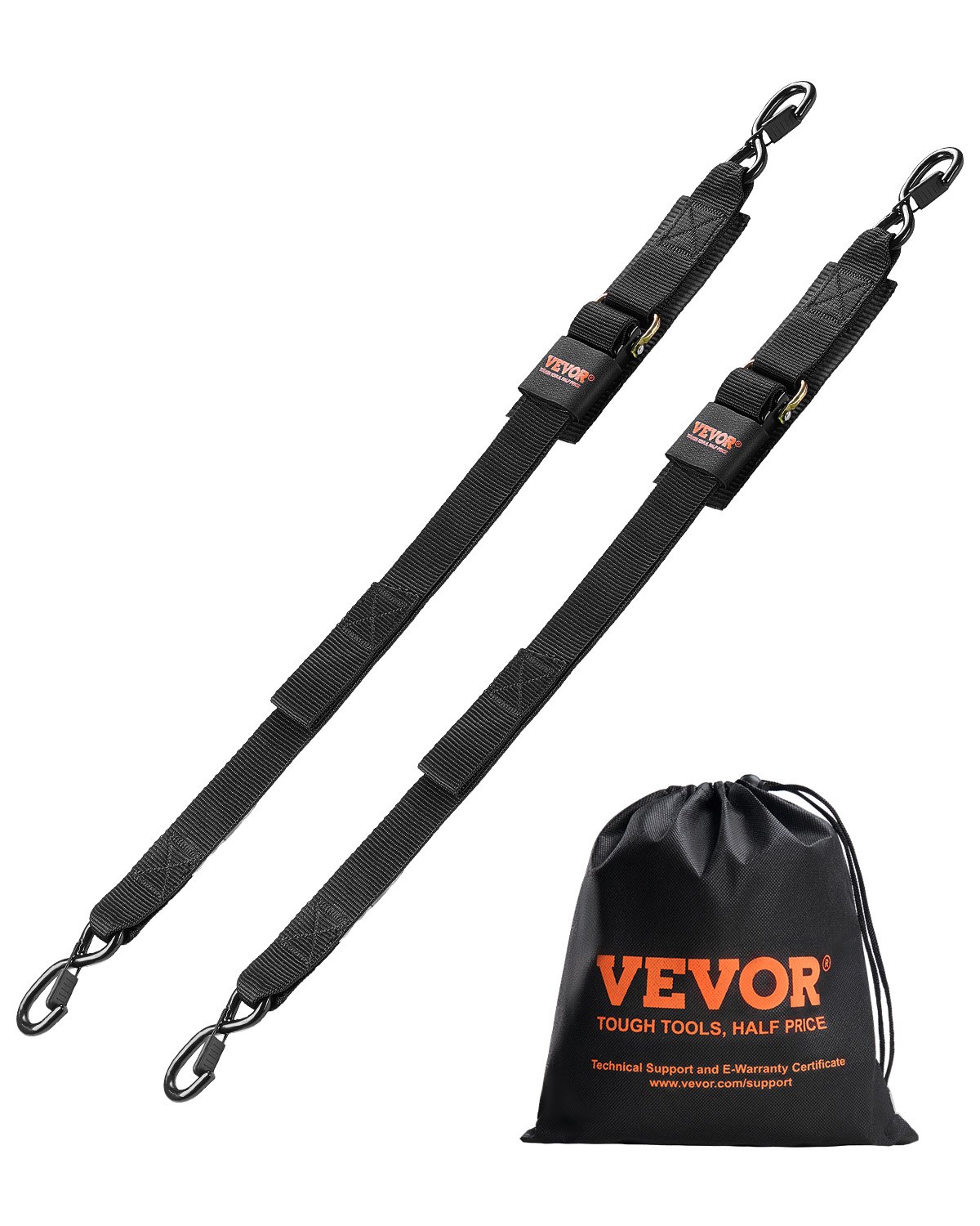 VEVOR Retractable Ratchet Straps, 2 in x 4 ft Ratchet Tie Down Straps with Security Lock S Hooks, 2 Pack Heavy Duty Ratchet Tie Down Straps with 1500 lbs Break Strength, for Trailers, Vehicles, Boat