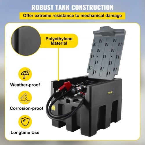 VEVOR Portable Diesel Tank, 58 Gallon Capacity, Diesel Fuel Tank with 12V Electric Transfer Pump, Polyethylene Diesel Transfer Tank for Easy Fuel Transportation, Black