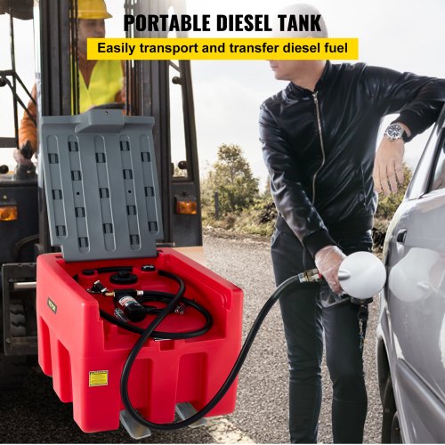 VEVOR Portable Diesel Tank, 58 Gallon Capacity, Diesel Fuel Tank with 12V Electric Transfer Pump, Polyethylene Diesel Transfer Tank for Easy Fuel Transportation, Red