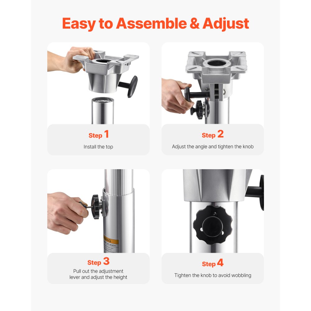 VEVOR Boat Seat Pedestal, Adjustable Height from 12.76 to 18.7 Inches, Aluminum Alloy Boat Chair Base with Locking Design, Waterproof & Rust-resistant, Ideal for Fishing and Boating Enthusiasts