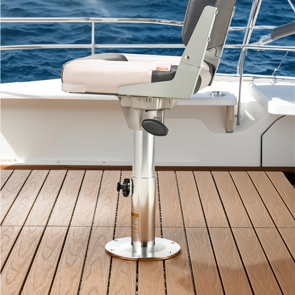 VEVOR Boat Seat Pedestal, Adjustable Height from 12.76 to 18.7 Inches, Aluminum Alloy Boat Chair Base with Locking Design, Waterproof & Rust-resistant, Ideal for Fishing and Boating Enthusiasts