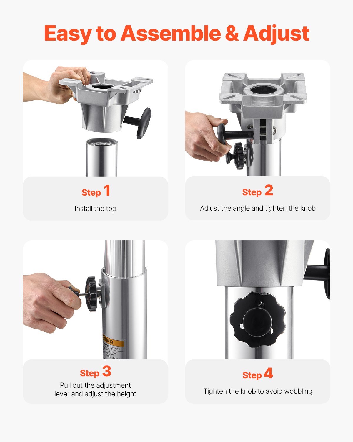 VEVOR Boat Seat Pedestal, Adjustable Height from 12.76 to 18.7 Inches, Aluminum Alloy Boat Chair Base with Locking Design, Waterproof & Rust-resistant, Ideal for Fishing and Boating Enthusiasts