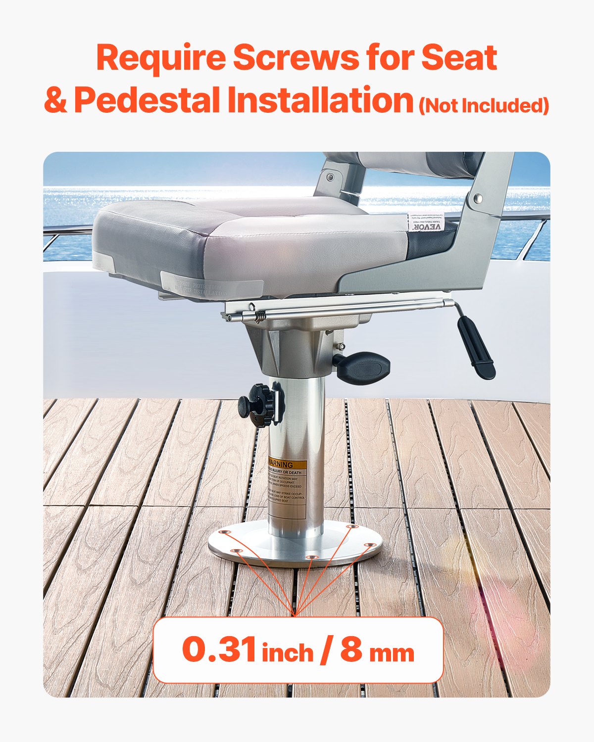 VEVOR Boat Seat Pedestal, Adjustable Height from 13.39 to 19.2 Inches, Aluminum Alloy Boat Chair Base with Slide, 5-inch Sliding Travel, Locking Design, Ideal for Fishing and Boating Enthusiasts