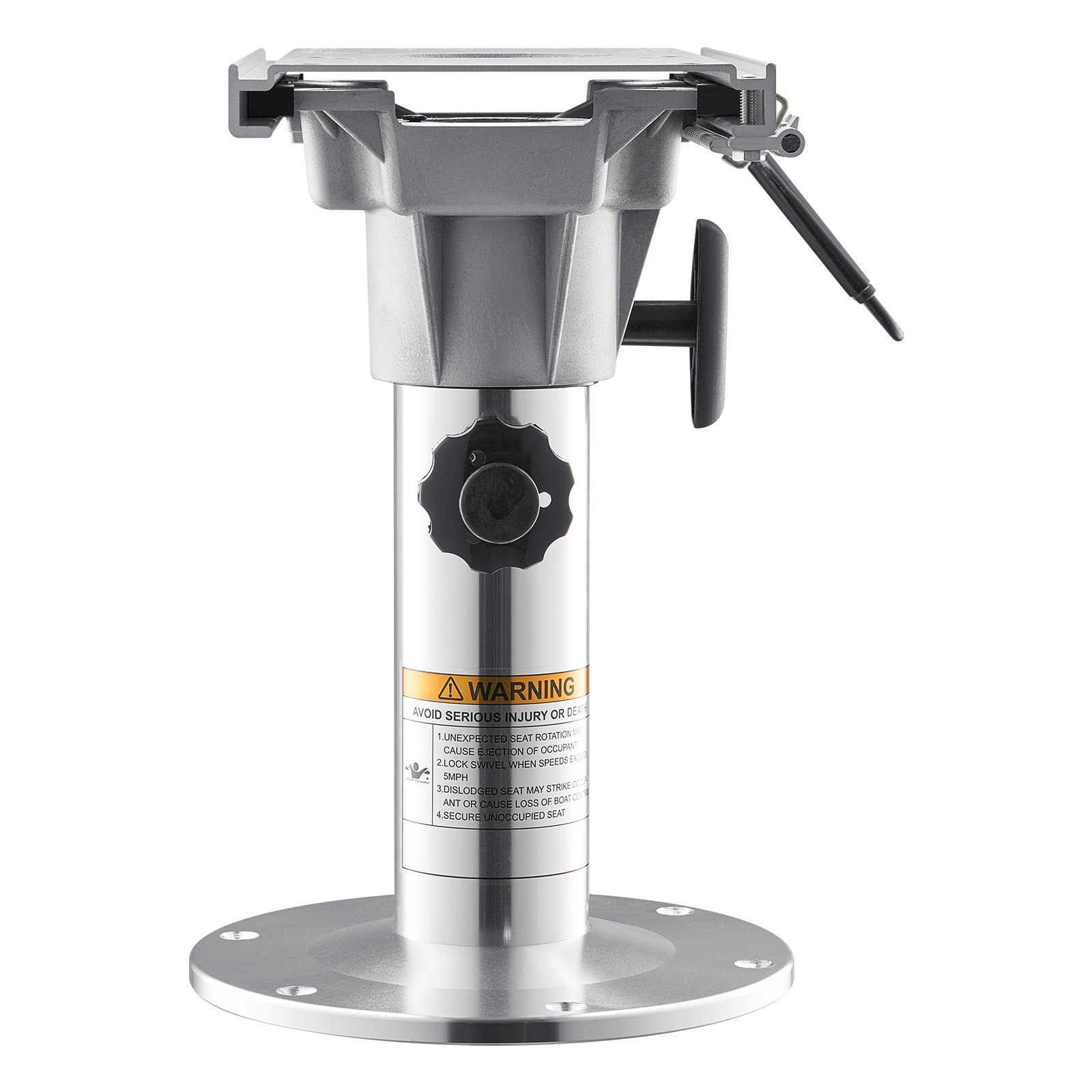 VEVOR Boat Seat Pedestal, Adjustable Height from 13.39 to 19.2 Inches, Aluminum Alloy Boat Chair Base with Slide, 5-inch Sliding Travel, Locking Design, Ideal for Fishing and Boating Enthusiasts