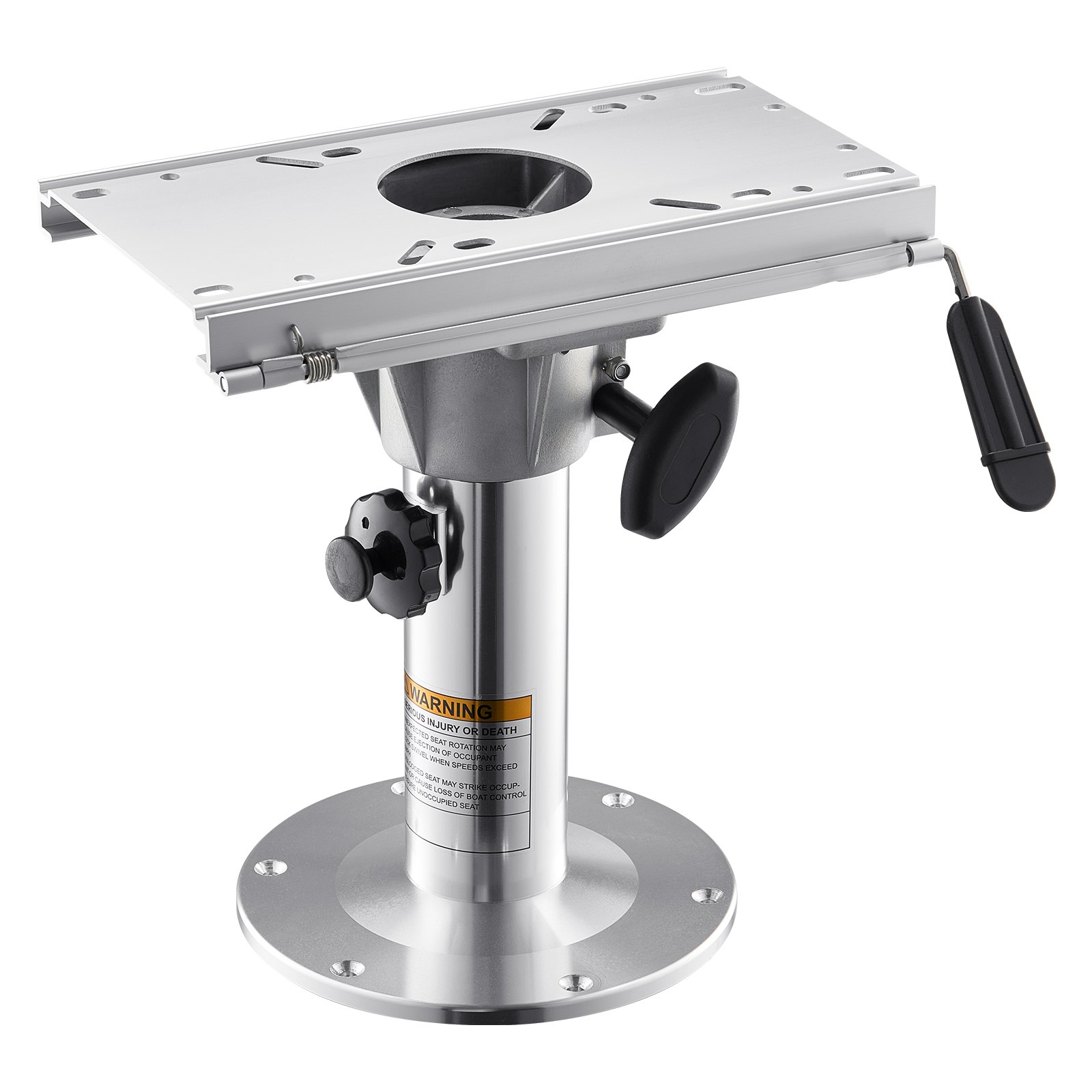 VEVOR Boat Seat Pedestal, Adjustable Height from 13.39 to 19.2 Inches, Aluminum Alloy Boat Chair Base with Slide, 5-inch Sliding Travel, Locking Design, Ideal for Fishing and Boating Enthusiasts