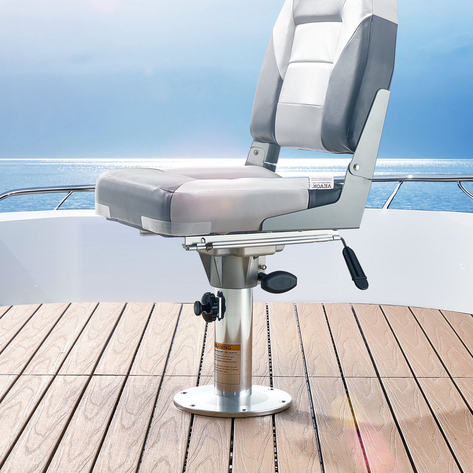 VEVOR Boat Seat Pedestal, Adjustable Height from 13.39 to 19.2 Inches, Aluminum Alloy Boat Chair Base with Slide, 5-inch Sliding Travel, Locking Design, Ideal for Fishing and Boating Enthusiasts