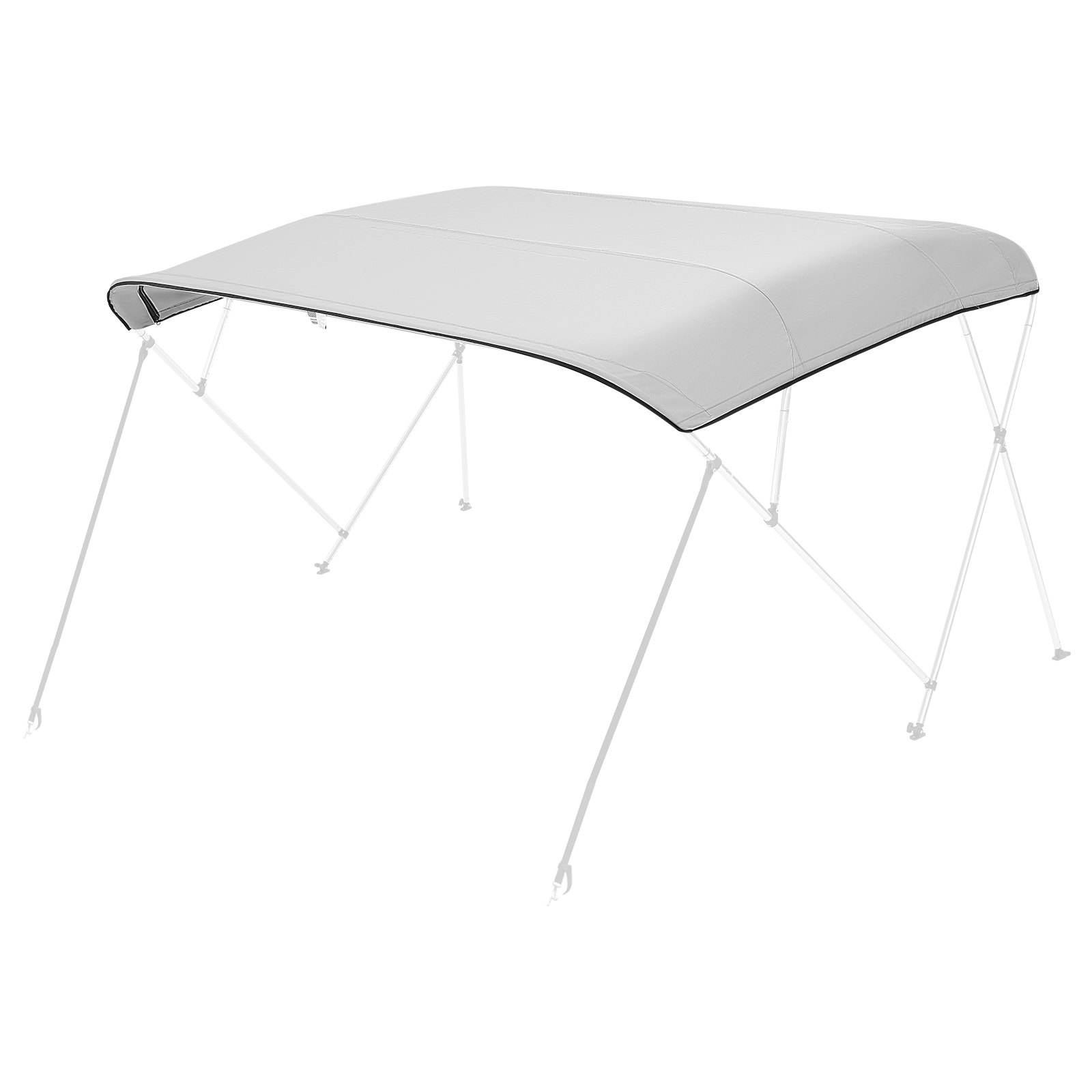 VEVOR 4 Bow Bimini Top Replacement Cover, 2440 mm Long, Durable 600D Marine Grade Waterproof Sun Shade Boat Canopy with Storage Boot, Easy Install Zipper Sleeve Awning, 2311-2440 mm W, Gray (No Frame)
