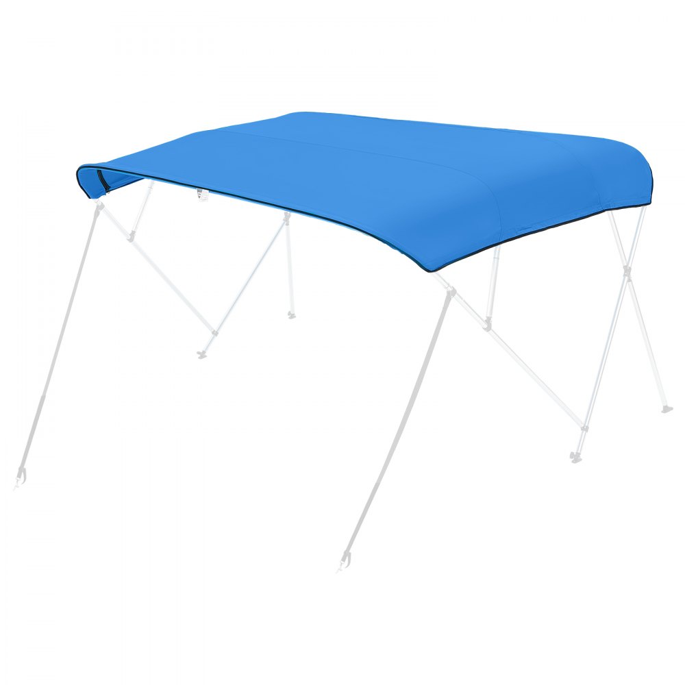 VEVOR 4 Bow Bimini Top Replacement Cover, 2440 mm Long, Durable 600D Marine Grade Waterproof Sun Shade Boat Canopy with Storage Boot, Easy Install Zipper Sleeve Awning, 2464-2616 mm W, Blue (No Frame)