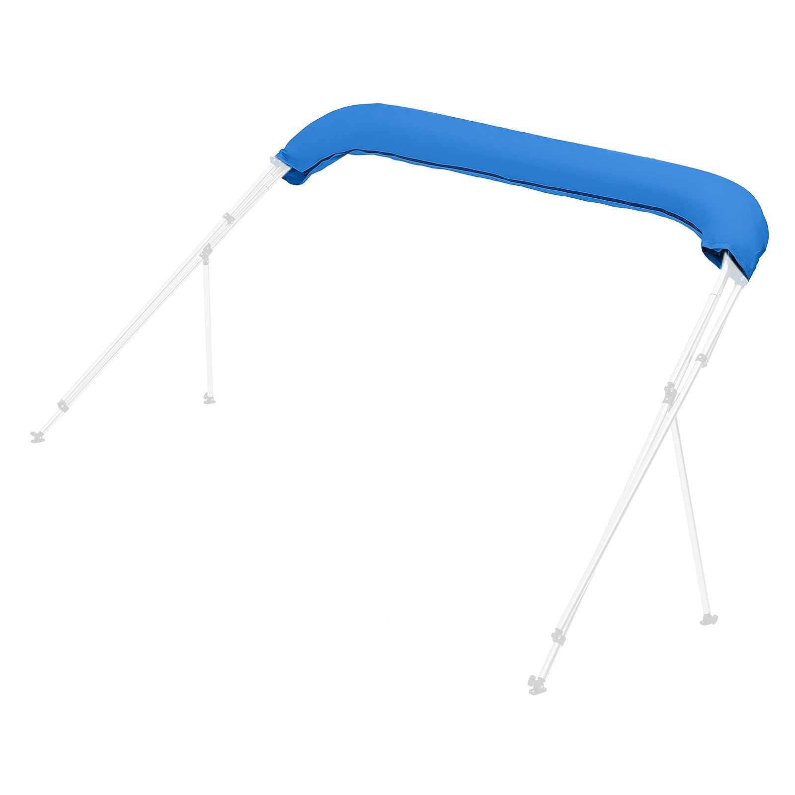 VEVOR 4 Bow Bimini Top Replacement Cover, 2440 mm Long, Durable 600D Marine Grade Waterproof Sun Shade Boat Canopy with Storage Boot, Easy Install Zipper Sleeve Awning, 2464-2616 mm W, Blue (No Frame)