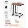 VEVOR C Table, C Shaped Sofa Side Table with Metal Frame Rolling Casters, Portable C Shaped End Stand for Living Room Bedroom Office, 19.69 x 13.78 x 23.82 inches Laptop Side Tables, Brown and Black