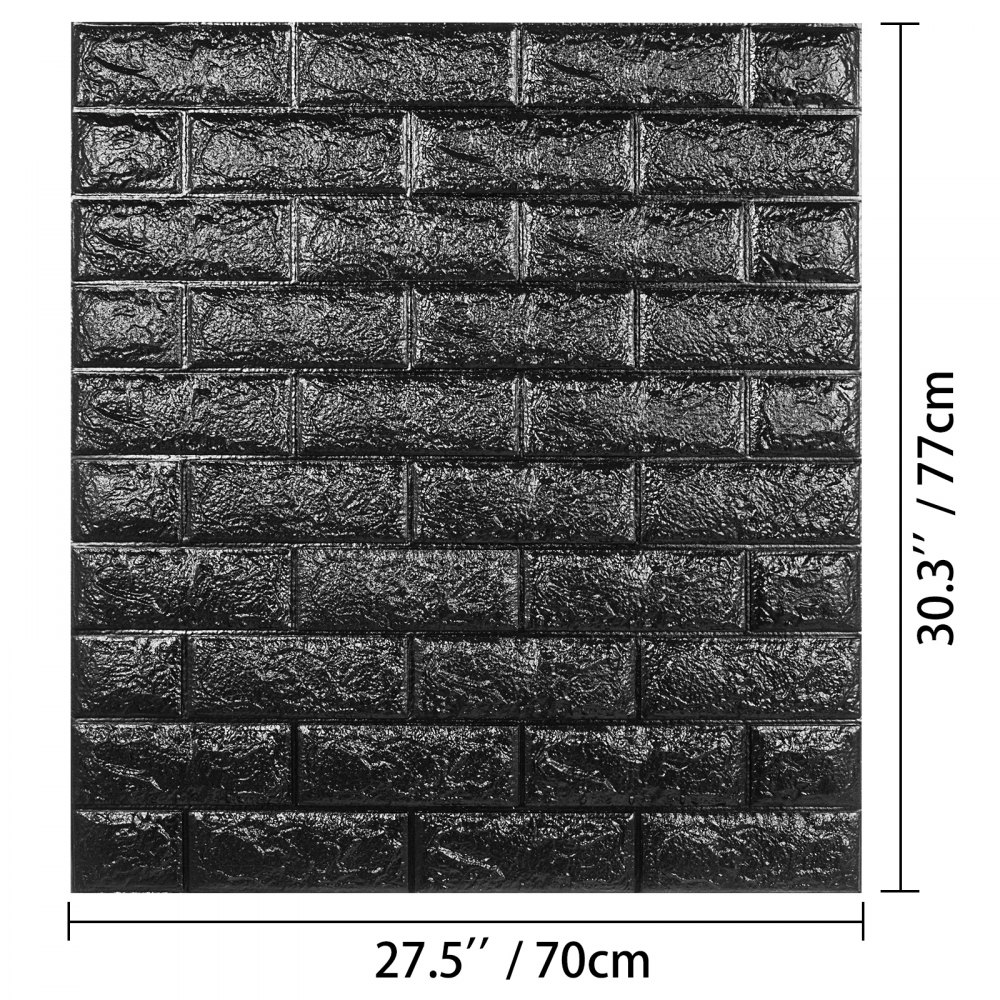 VEVOR Paneles de pared de espuma 3D, 11 unidades, panel de pared de ladrillo 3D, 27,5 x 30,5 pulgadas, papel pintado de espuma PE, 69 pies cuadrados, papel pintado de ladrillo negro, paneles de pared autoadhesivos 3D para baño, cocina, sala de estar, decoración del hogar
