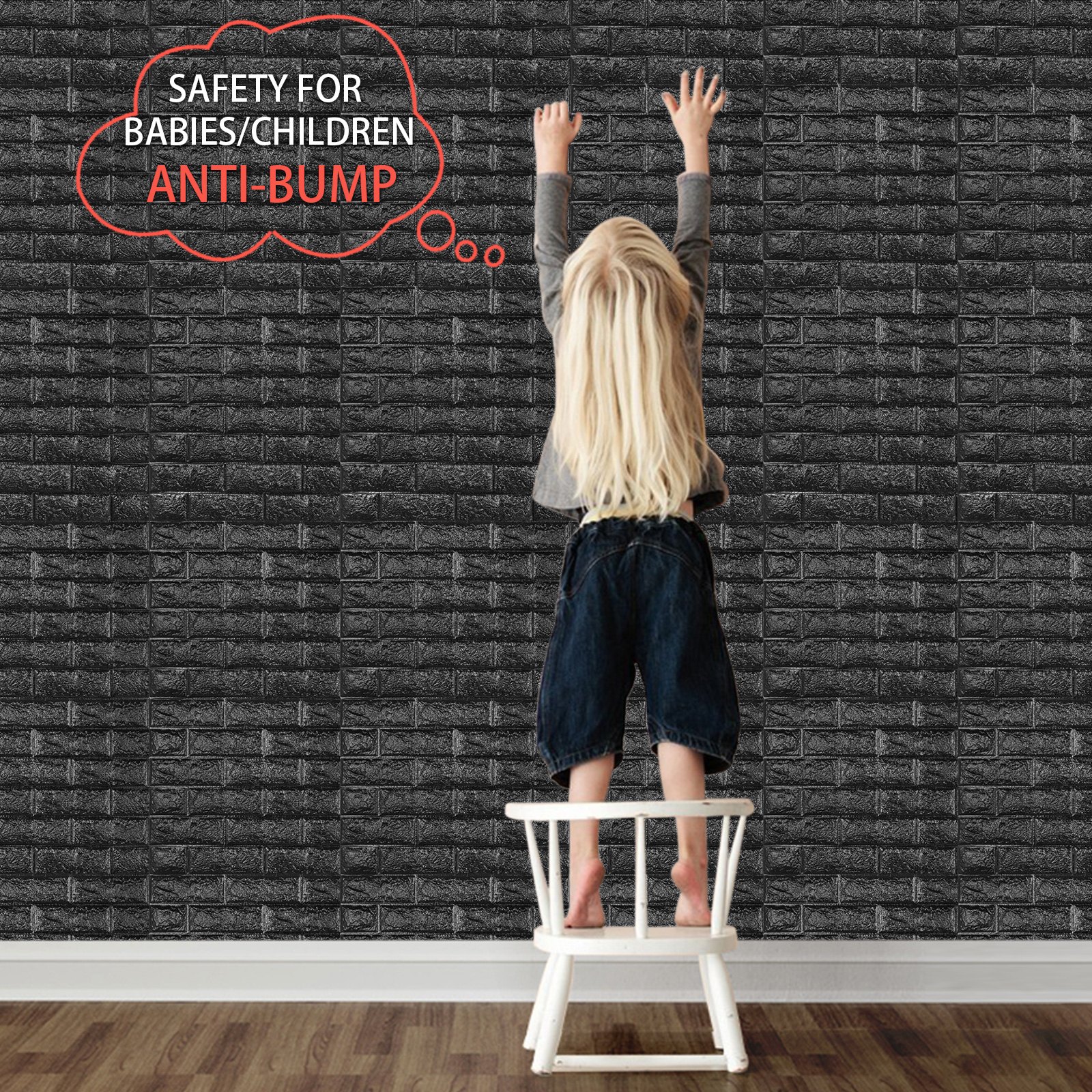 VEVOR Paneles de pared de espuma 3D, 11 unidades, panel de pared de ladrillo 3D, 27,5 x 30,5 pulgadas, papel pintado de espuma PE, 69 pies cuadrados, papel pintado de ladrillo negro, paneles de pared autoadhesivos 3D para baño, cocina, sala de estar, decoración del hogar