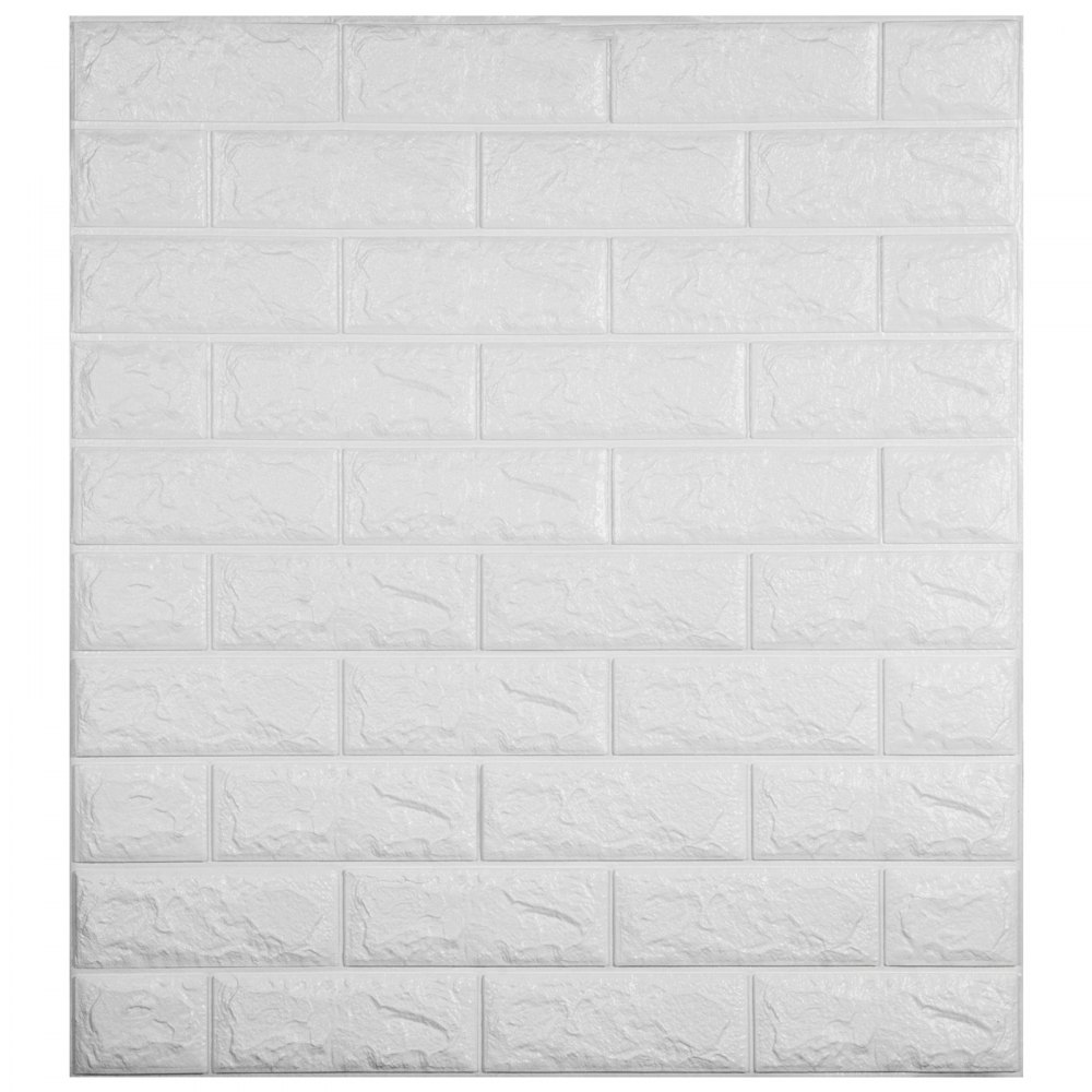 VEVOR 3D Foam Wall Panels 11 Pack 3D Brick Wall Panel 27.5x30.5 Inches PE Foam Wallpaper 69Sqft White Brick Wallpaper 3D self Adhesive Wall Panels for Bathroom Kitchen Living Room Home Decoration