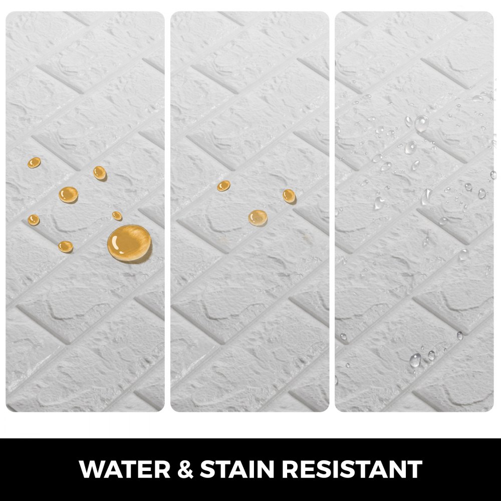 VEVOR 3D Foam Wall Panels 11 Pack 3D Brick Wall Panel 27.5x30.5 Inches PE Foam Wallpaper 69Sqft White Brick Wallpaper 3D self Adhesive Wall Panels for Bathroom Kitchen Living Room Home Decoration