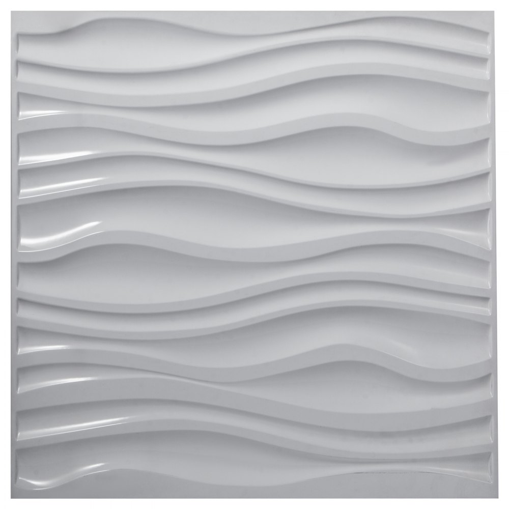 Plast 3d veggpaneler Pvc Wave Design, svart, 19,7" X 19,7" (13-pakning) strukturert
