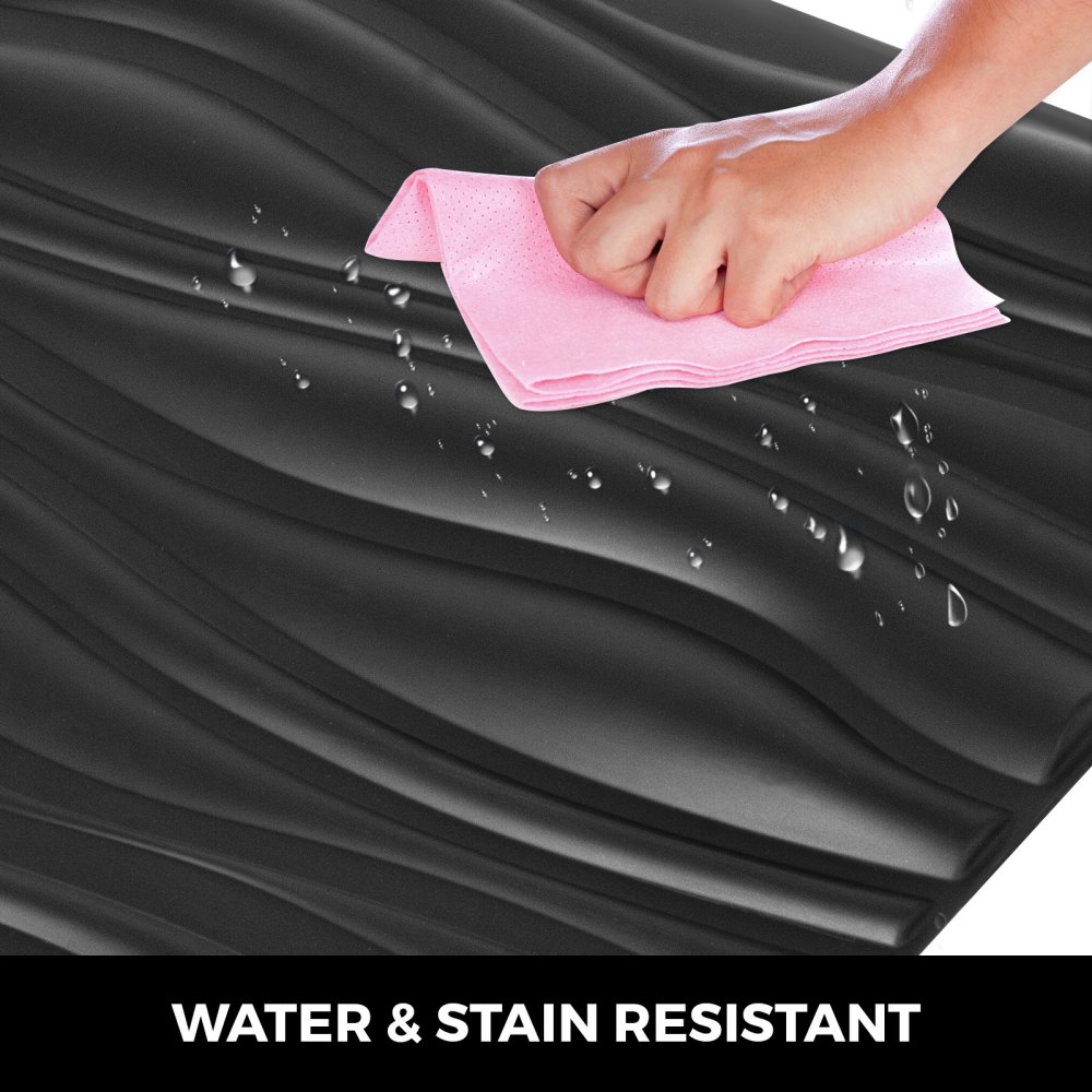 Plast 3d veggpaneler Pvc Wave Design, svart, 19,7" X 19,7" (13-pakning) strukturert