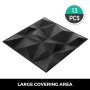 VEVOR, paquete de 13 paneles ondulados de PVC 3D de diamante de 19,7x19,7 pulgadas para decoración de paredes interiores, azulejos de pared 3D con textura negra