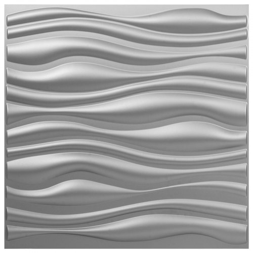 Vevor Plastic 3d Art Wall Panel Pvc Wave Wall Design, Silver, 13 Panels 35 Sf