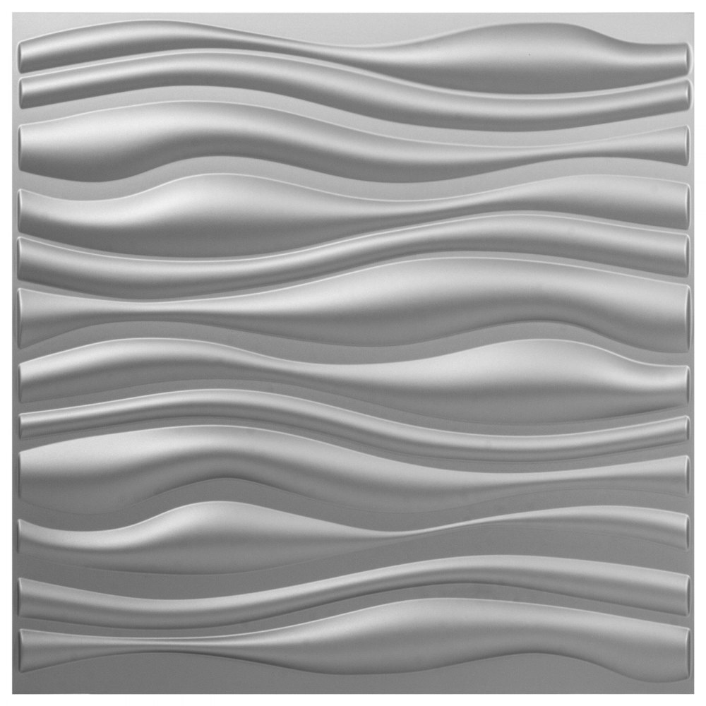 Pvc 3d Wall Panels Silver Wave Art Design, 19.7"x19.7",13tiles,35 Sf Waterproof